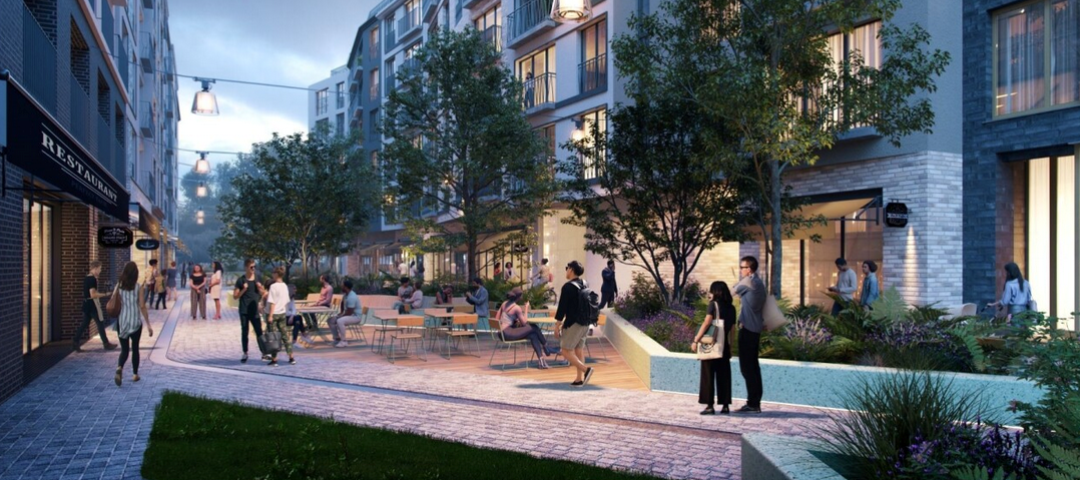 Das von der Ort Group entwickelte Quartier Main Yard gehört zu den aktuell größten Stadtentwicklungsgebieten in Frankfurt. © OrT Group Rendering des neuen Quartier Main Yard