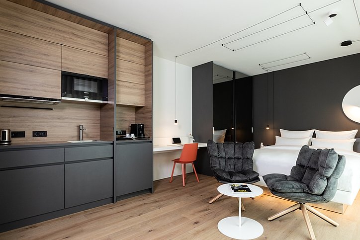 Blick in ein Studio KPM Hotel & Residences, Berlin © KPM Hotels & Residences