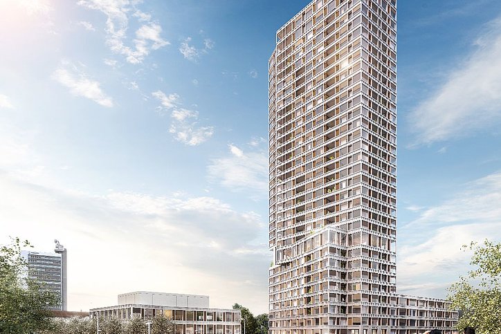 Seit 4. April 2022 offen: Das Harry’s Home Bern-Ostermundigen im BäreTower mit Wohnungen, Gastronomie und Geschäften. © harry’s home hotels & apartments