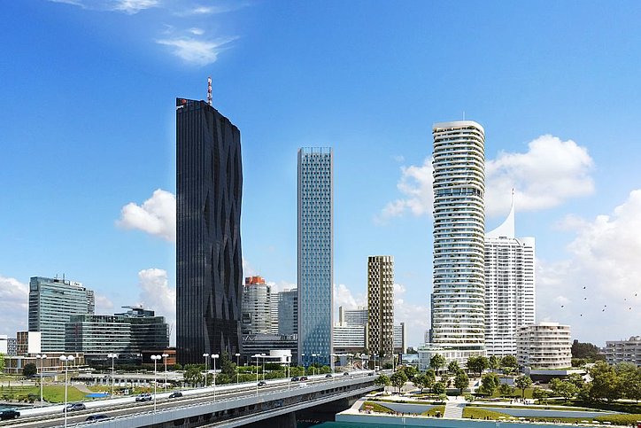 Derzeit im Bau: der Tower der Danubeflats rechts von der Brücke © Squarebytes