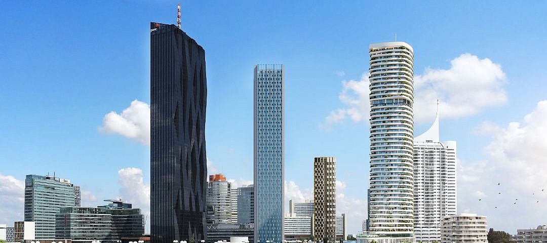 Derzeit im Bau: der Tower der Danubeflats rechts von der Brücke © Squarebytes Derzeit im Bau: der Tower der Danubeflats rechts von der Brücke © Squarebytes