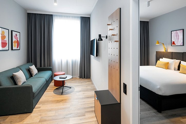 Blick in ein One-Bedroom-Apartment im neuen Staycity Frankfurt Airport © Staycity Group