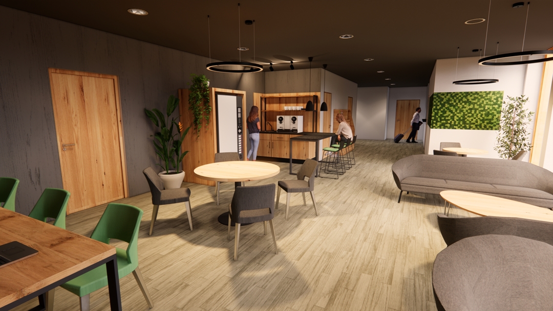 Viel Holz wird im neuen Adapt auf Coworking-Möglichkeiten in der Lobby und im angrenzenden Konferenzbereich treffen. © Adapt Apartments Berlin Viel Holz wird im neuen Adapt auf Coworking-Möglichkeiten in der Lobby und im angrenzenden Konferenzbereich treffen. © Adapt Apartments Berlin